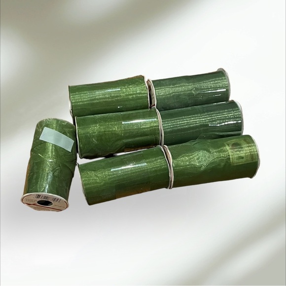 Lot/7 Sheer Ribbon Green 4.45” New! - Picture 3 of 9
